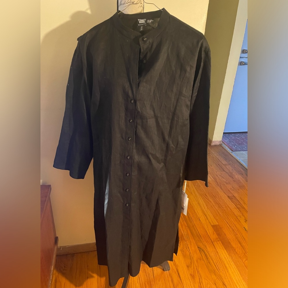 NWT Worth Maternity Black Button-Up Linen Dress